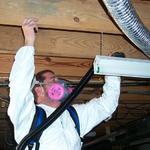 HEPA Vacuuming Floor Joists, the first step in the Precleaning process.